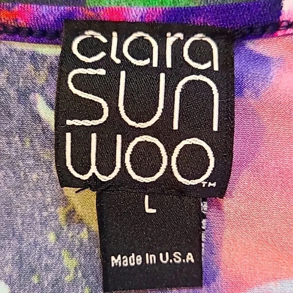 Clara Sun Woo Purple Multicolor Floral Tunic Top, Size Large - Picture 8 of 9